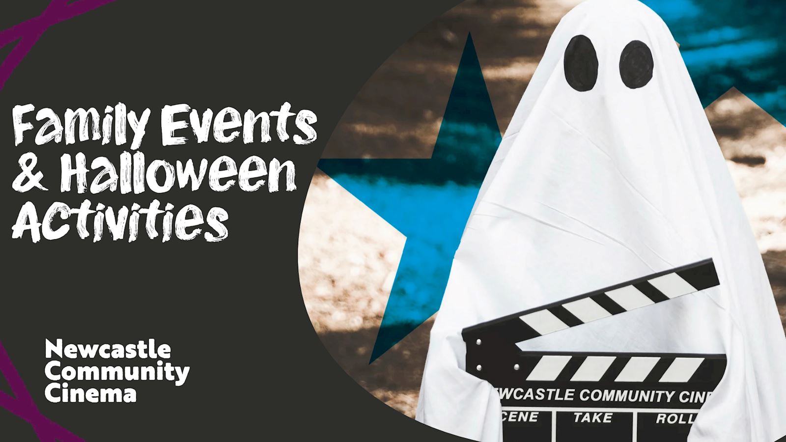Graphic promoting Family Events & Halloween Activities at Newcastle Community Cinema